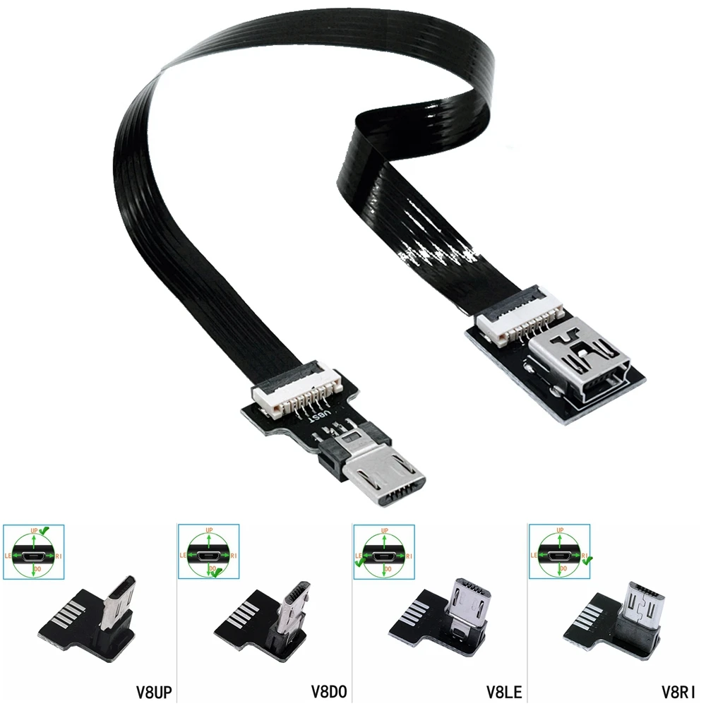 Konverter-adaptador Mini USB Kabel Linie, 5CM-100CM, 90 Grad