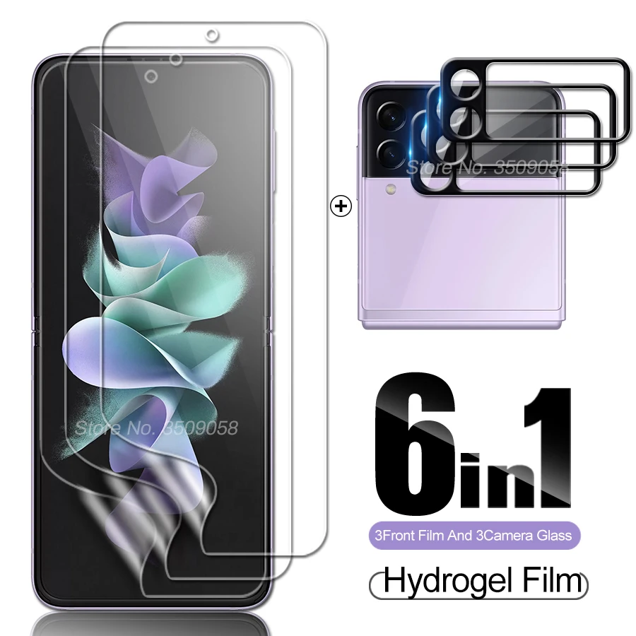 Vidrio Protector de cámara curvo 3D 6 en 1 para Samsung Z Flip3 5G, película de hidrogel frontal para Galaxy Z Flip 3, película protectora de pantalla