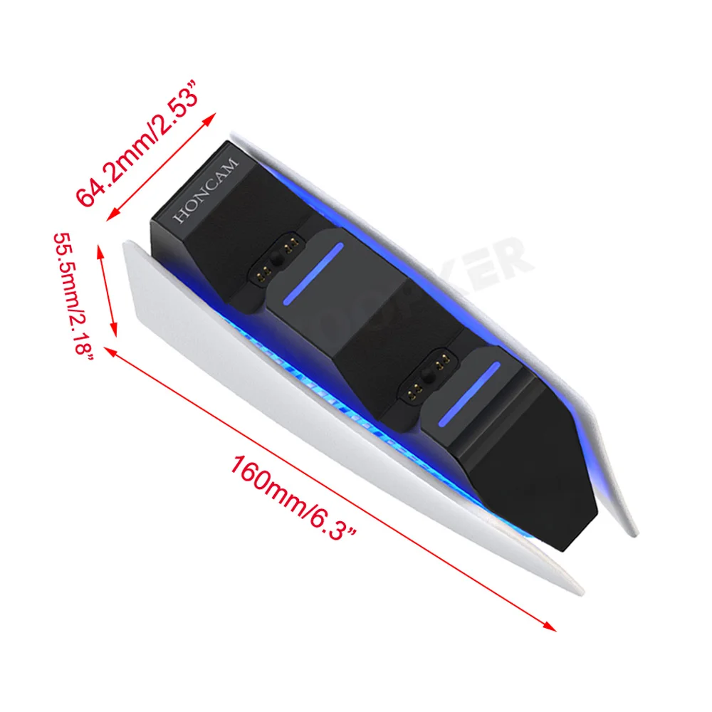 Base de carga rápida Dual para Sony PS5, estación de acoplamiento USB tipo C, carga segura para controlador de PlayStation 5, accesorios de juego - imagen 4