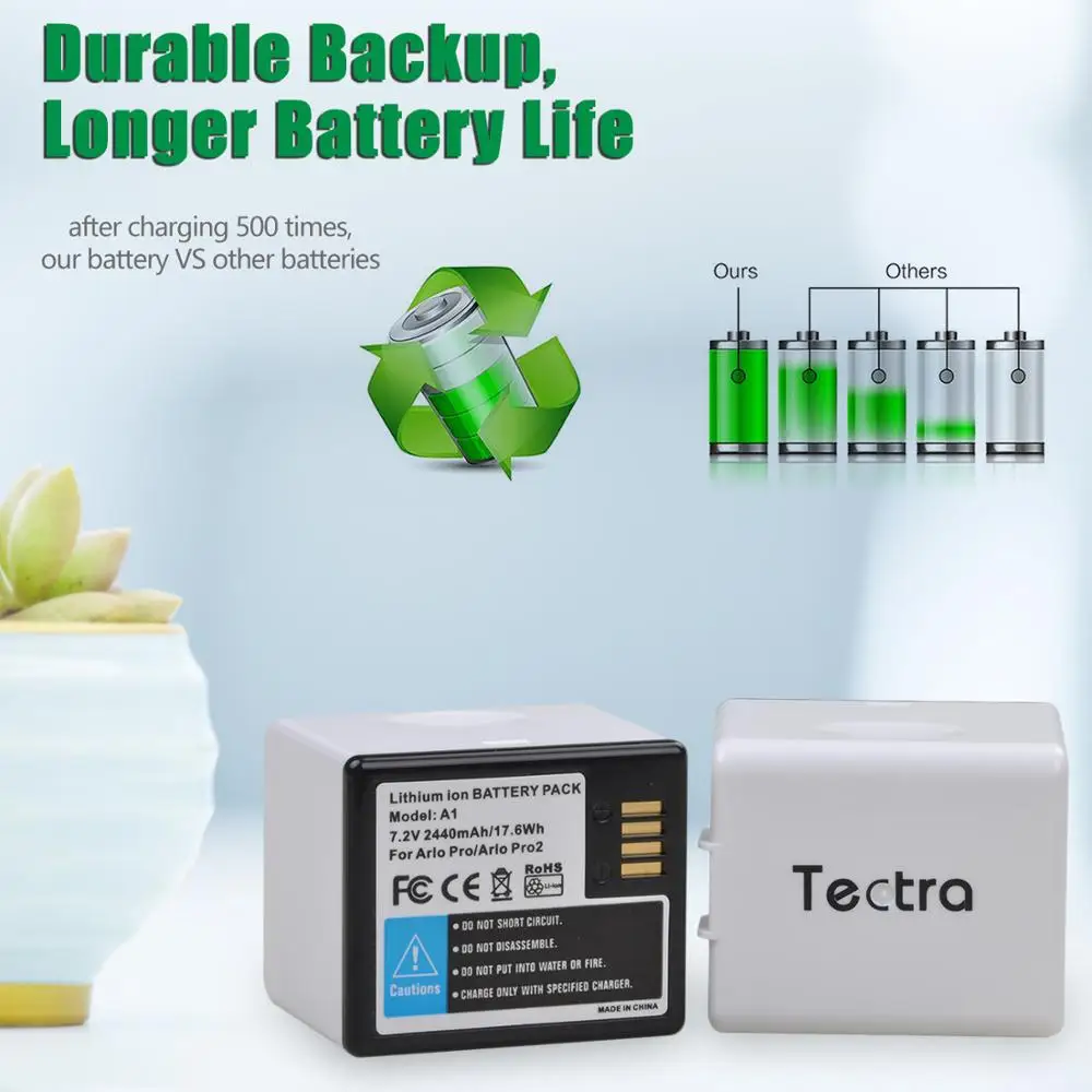 Batería de piezas de 2440mAh para Arlo pro, Arlo pro 2, Arlo A1/A1B VMA4400 VMS4230P, 1 unidad - imagen 5