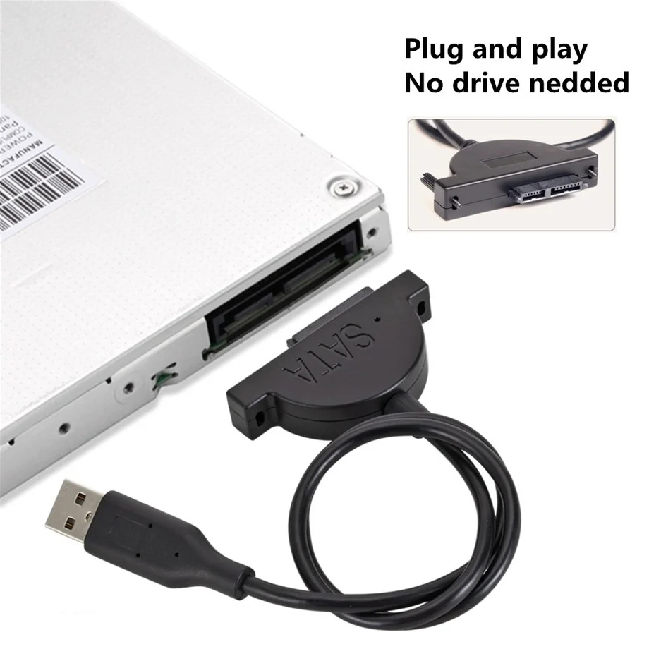PzzPss USB 2,0 a Mini Sata II 7 + 6 adaptador de 13 pines para ordenador portátil CD/DVD ROM Unidad delgada convertidor Cable tornillos estilo constante 1 Uds - imagen 3