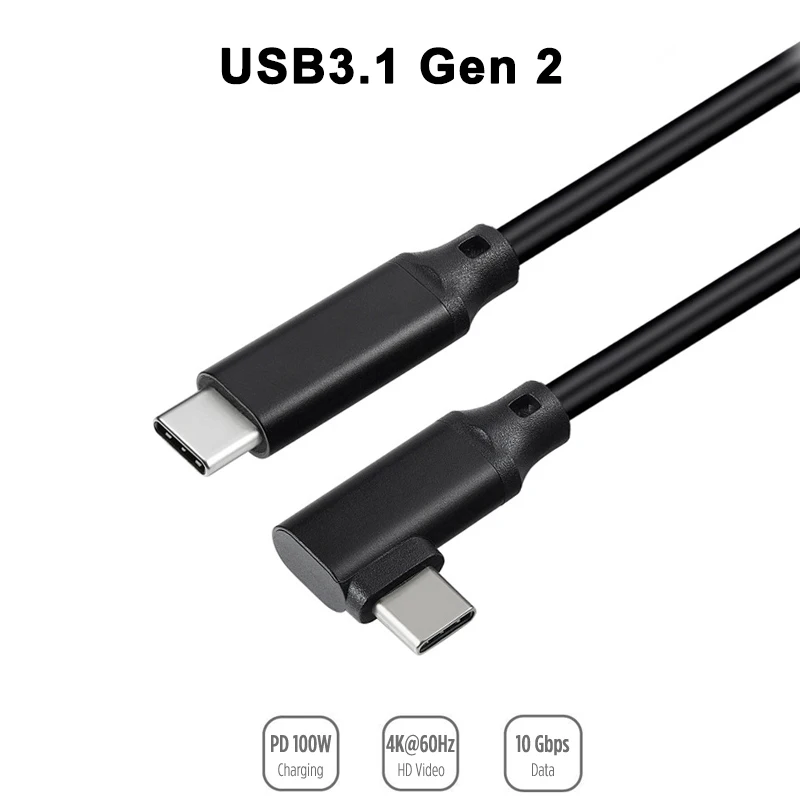 Cable USB C a USB C de 0,2 m-5m, 100W, WOTOBE de largo, 10 pies, USB tipo C 5A E Mark, Cable trenzado de nailon de carga rápida, Compatible con VR - imagen 4