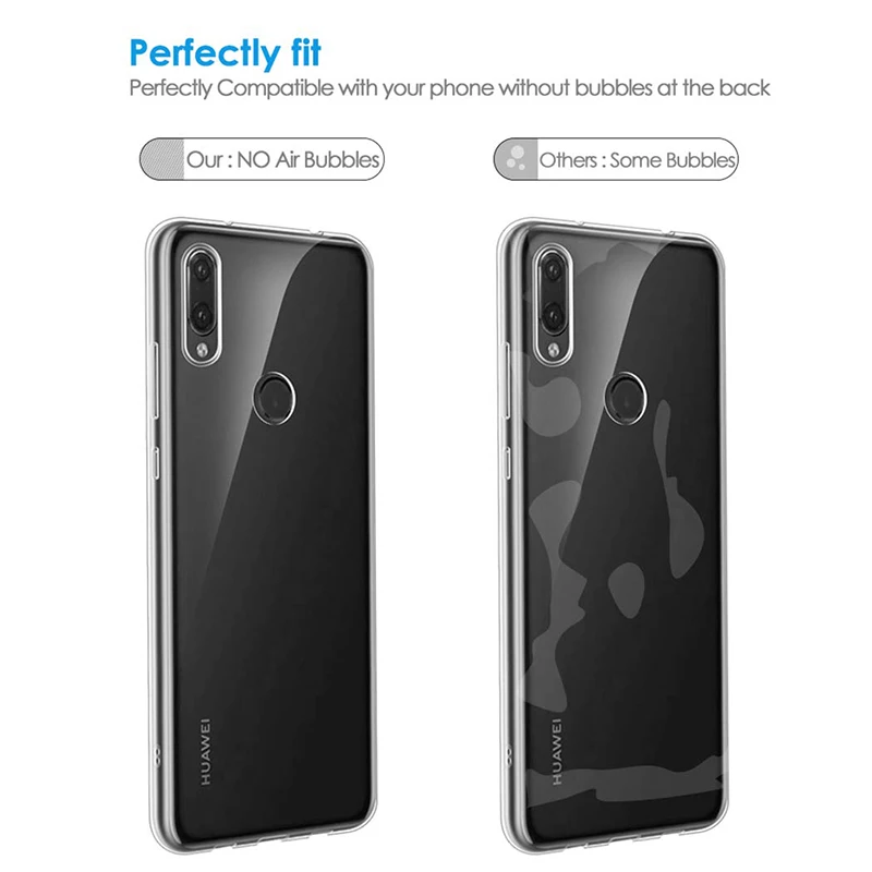 Fundas transparentes para teléfono móvil Huawei Y6/Y6 Pro/Y6 Prime 2019, funda trasera de silicona transparente suave TPU Y6Pro Y6Prime - imagen 3