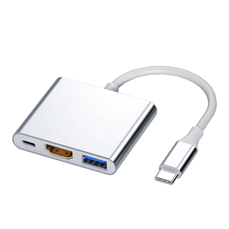 Tipo C Hub USB C estación de acoplamiento tipo C a HD USB3.0 USB-C adaptador de cargador para teléfono móvil portátil convertidor tipo c 3 en 1 - imagen 3