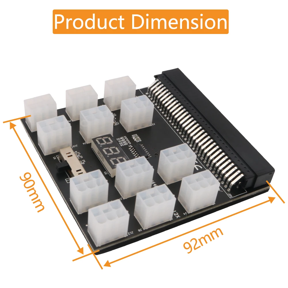 Placa de ruptura, conector de 12 puertos y 6 pines, pantalla LED, módulo de alimentación de 12V para servidor PSU HP 1200W 750W, GPU Miner BTC, fuente de alimentación de minería - imagen 3