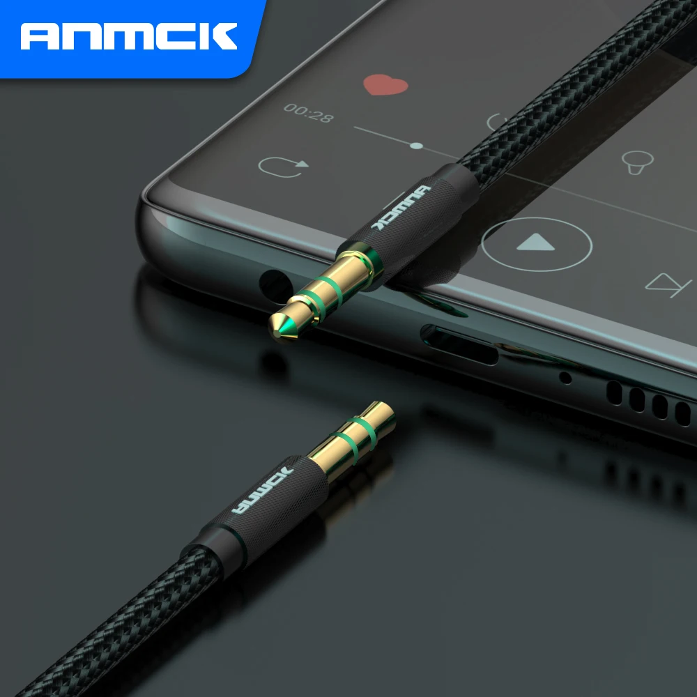 Anmck-Cable auxiliar estéreo Jack de 3,5mm, extensión de Audio macho a macho para coche, adaptador de auriculares, extensor de altavoz - imagen 4