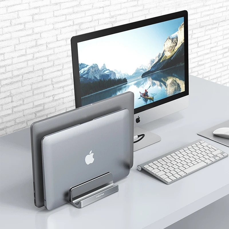 CABLETIME Soporte Vertical Dual para computadora portátil Disipación de Calor de Aluminio Anodizado Tamaño Ajustable para MacBook Pro Laptop Tablet Hold C420 - imagen 5