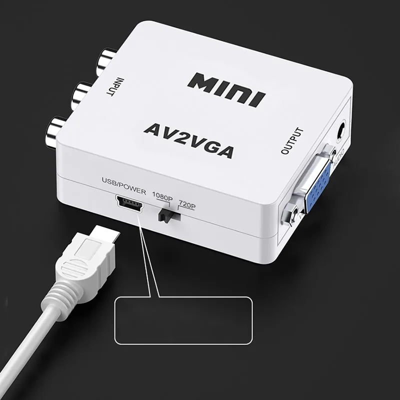 Convertidor de vídeo AV2VGA, Mini adaptador convertidor AV a VGA con Audio de 3,5mm, convertidor 1080P a PC, convertidor HDTV con cable usb - imagen 5