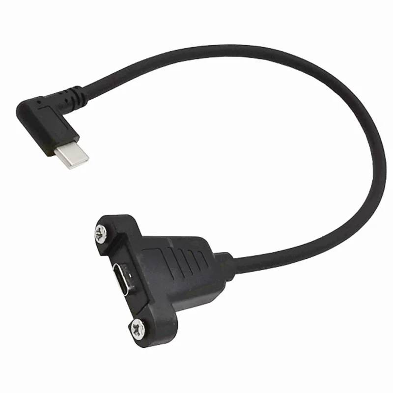 Cable de datos de extensión Usb 0,3 tipo C macho a hembra, cable de extensión de ángulo recto de 90 grados con agujero de tornillo de panel, 3,1 Mbps, 480m - imagen 4