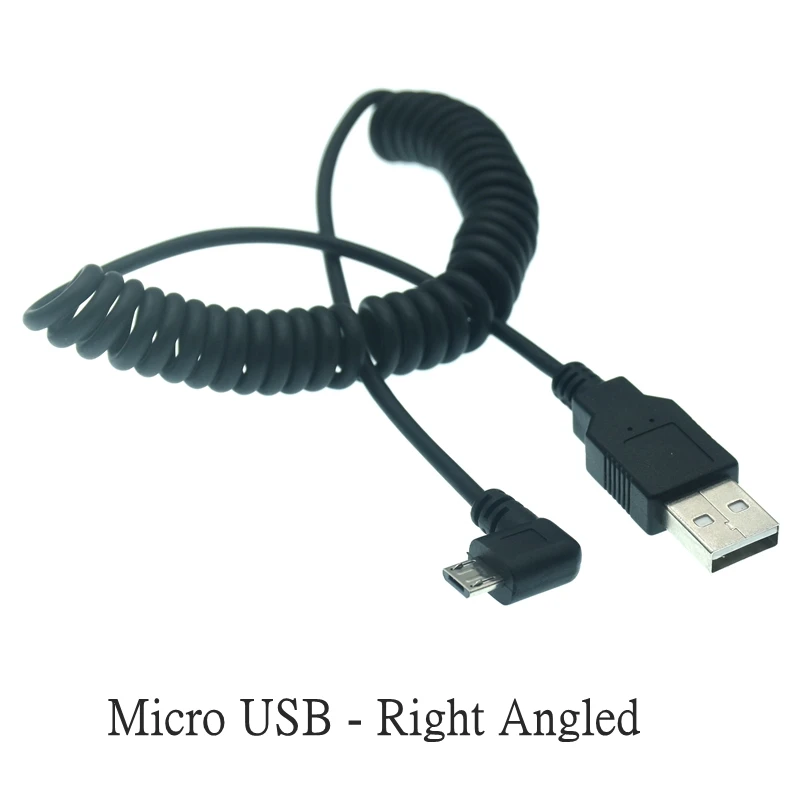 Cable Micro USB 90° en espiral 1m (carga y datos) - imagen 3