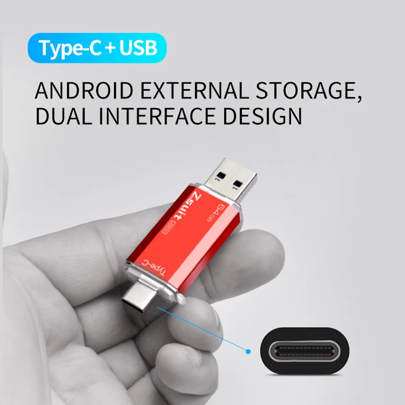 Unidad Flash USB ZSUIT 2 en 1 unidad de bolígrafo tipo c 128GB 64GB 32GB 16G USB Stick 2,0 unidad de bolígrafo móvil disco U de Metal colgante con logotipo gratis - imagen 3