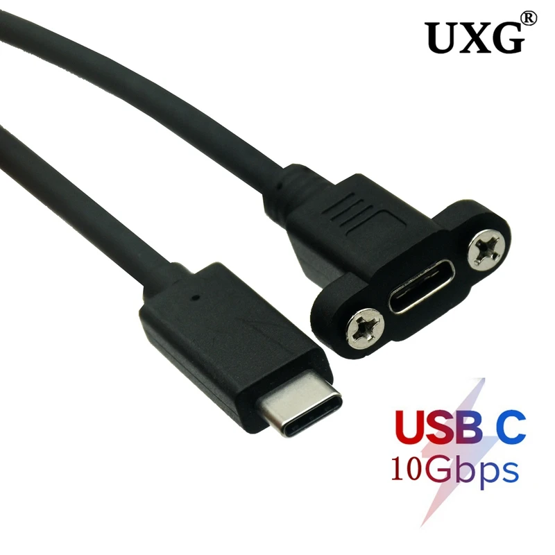 USB-C USB 3.1 Tipo C Macho Hembra Cable Carga Datos Extensión Orificio Tornillo Montaje Panel Conector 10Gbps - Vista principal del producto