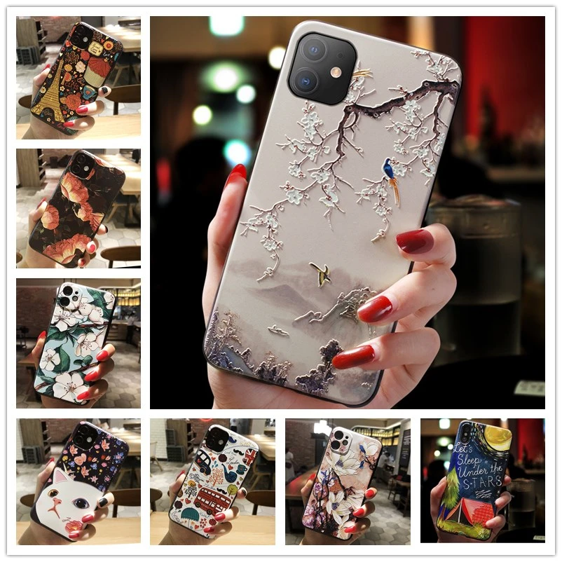Funda de teléfono con relieve 3D para Oppo Reno5 Lite, funda de silicona Floral para OPPO Reno 5Z 5F 5K 5 Lite, Fundas Reno 5 Pro 5G