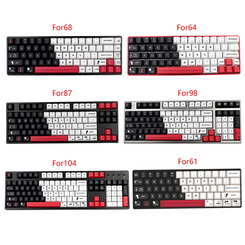 Death Note-teclas pbt personalizadas para teclado mecánico GK61, 64, 68, TKL87, 96, 104, diseño iso - imagen 5