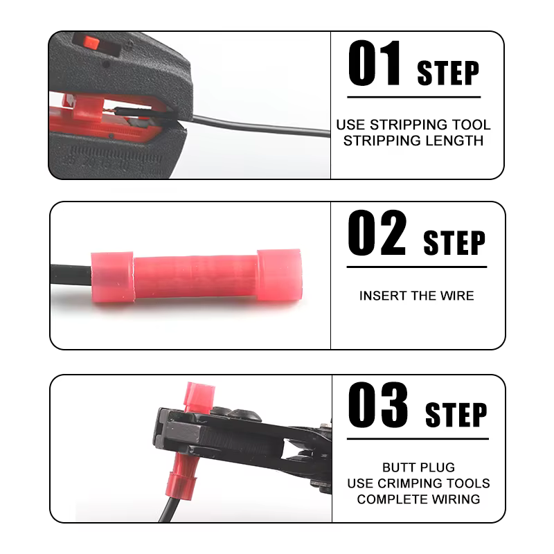 50 Uds. Conector de Cable recto aislado de nailon BNYF Terminal de Cable eléctrico a tope Kit de terminales de cableado de Conductor de cobre - imagen 2