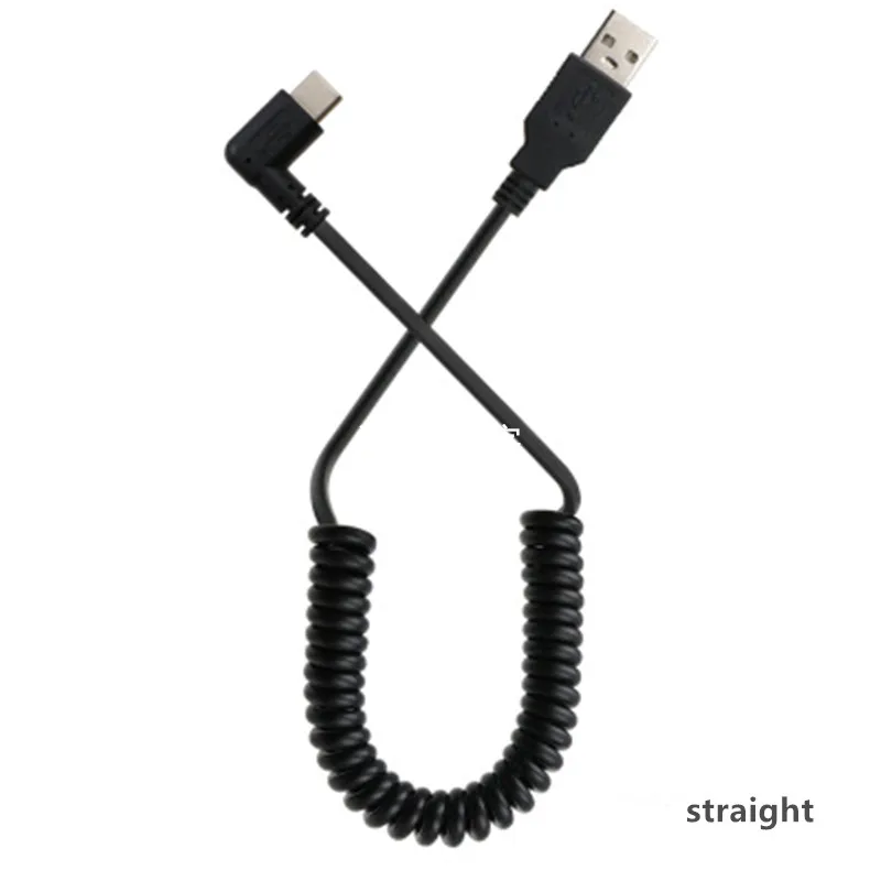 Ángulo de 90 grados USB2.0 macho a 3,1 tipo C ángulo de 90 grados codo izquierdo derecho en un codo izquierdo macho Cable de carga de datos