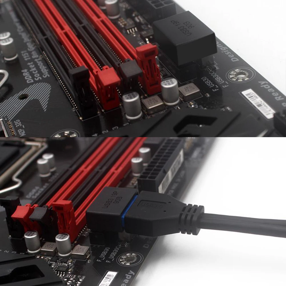 Adaptador de extensión USB 3,0 de 19/20 pines macho a hembra, convertidor de 90 grados en ángulo para conector de placa base, enchufe PH19A - imagen 4