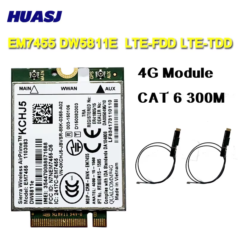 Huasj Módulo 4G LTE EM7455 Gobi6000 para Dell E7270/E7470/E7370