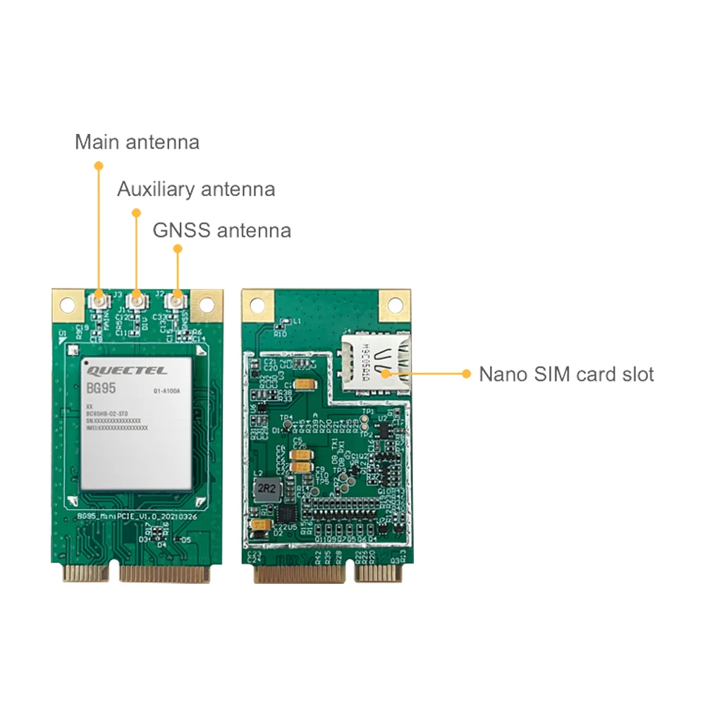Quectel BG95-M3 MINI módulo PCIE con tarjeta NANO SIM multimodo LPWA ARM Cortex A7 procesador LTE Cat M1/Cat NB2/EGPRS módem GNSS