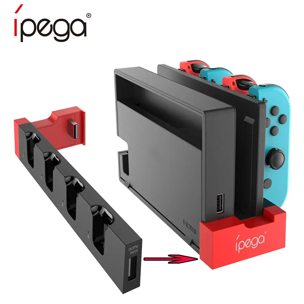 IPega-Base de carga para mando de juegos de PG-9186, soporte con indicador para Nintendo Switch, Joycon
