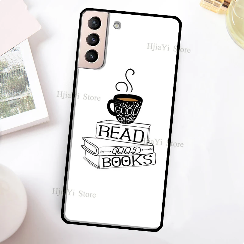 Funda de teléfono con libros y café para Samsung Galaxy S21 S22 Ultra Note 20 S20 FE S8 S9 S10 Note 10 Plus Coque - imagen 5