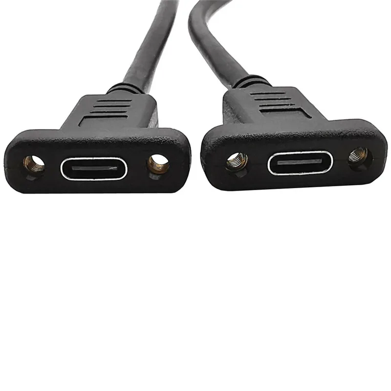 Cable de datos de extensión USB C tipo C hembra a hembra con orificio para tornillo de montaje en panel 0,3 m 0,6 m 1,0 m 1,8 m - imagen 3