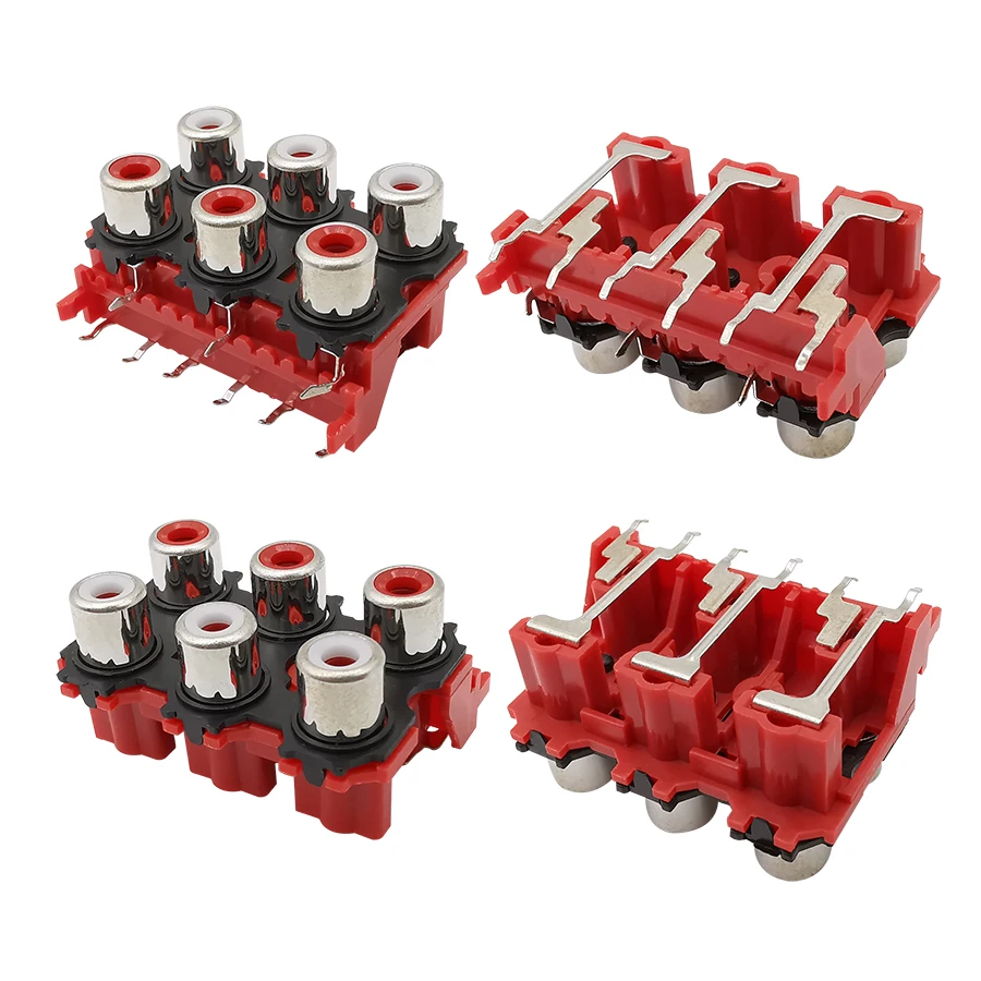 2/5 Uds 2/4/6 agujeros RCA hembra Audio Video enchufe estéreo conector AV enchufe Lotus fila amplificador interfaz señal - imagen 5