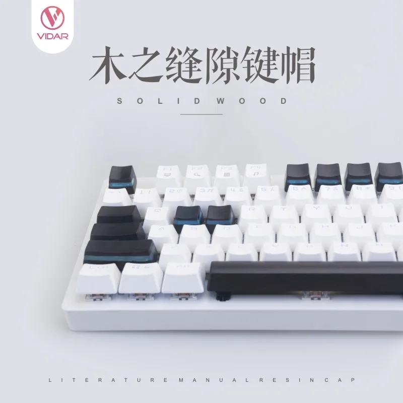 Tapa de llave mixta de madera maciza de resina hecha a medida para teclado mecánico MX Switch, tapas de teclas translúcidas de sándwich personalizadas, 1 ud. - imagen 2
