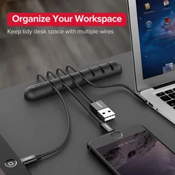 UGREEN Organizador de Cables USB Silicona Flexible – Clips Gestión