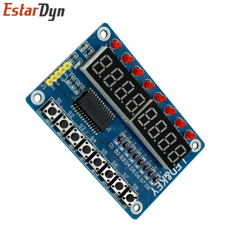 Pantalla de llave de módulo TM1638 para AVR Arduino, nuevo tubo LED Digital de 8 bits - imagen 4