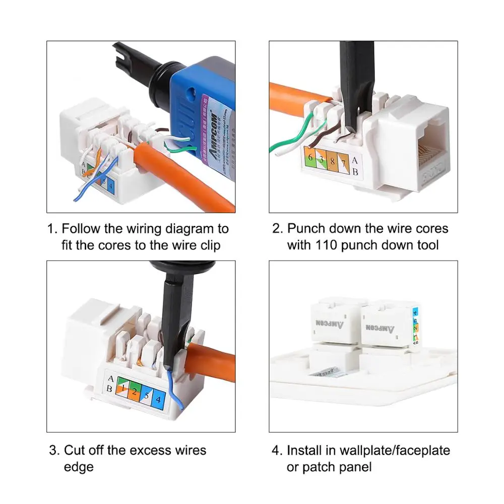 AMPCOM Módulo Keystone RJ45 CAT6 UTP - Punch-Down - imagen 5