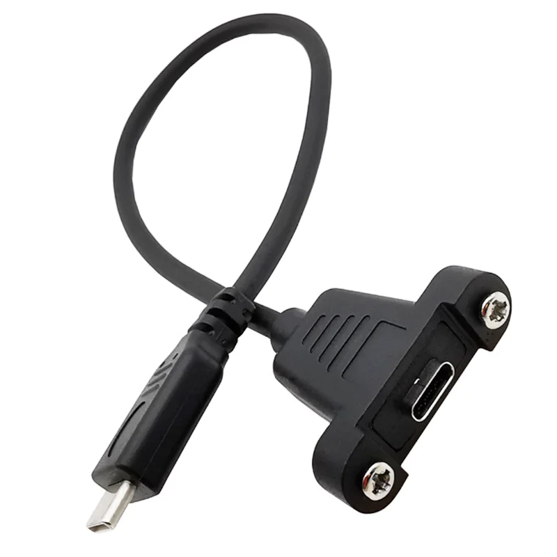 Cable de datos de extensión Usb 0,3 tipo C macho a hembra, cable de extensión de ángulo recto de 90 grados con agujero de tornillo de panel, 3,1 Mbps, 480m - imagen 5