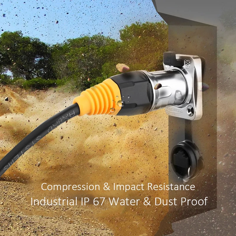 Conectores impermeables RJ45 de red IP67/Ethernet RJ45 enchufe de metal enchufe impermeable para Ethernet al aire libre - imagen 5