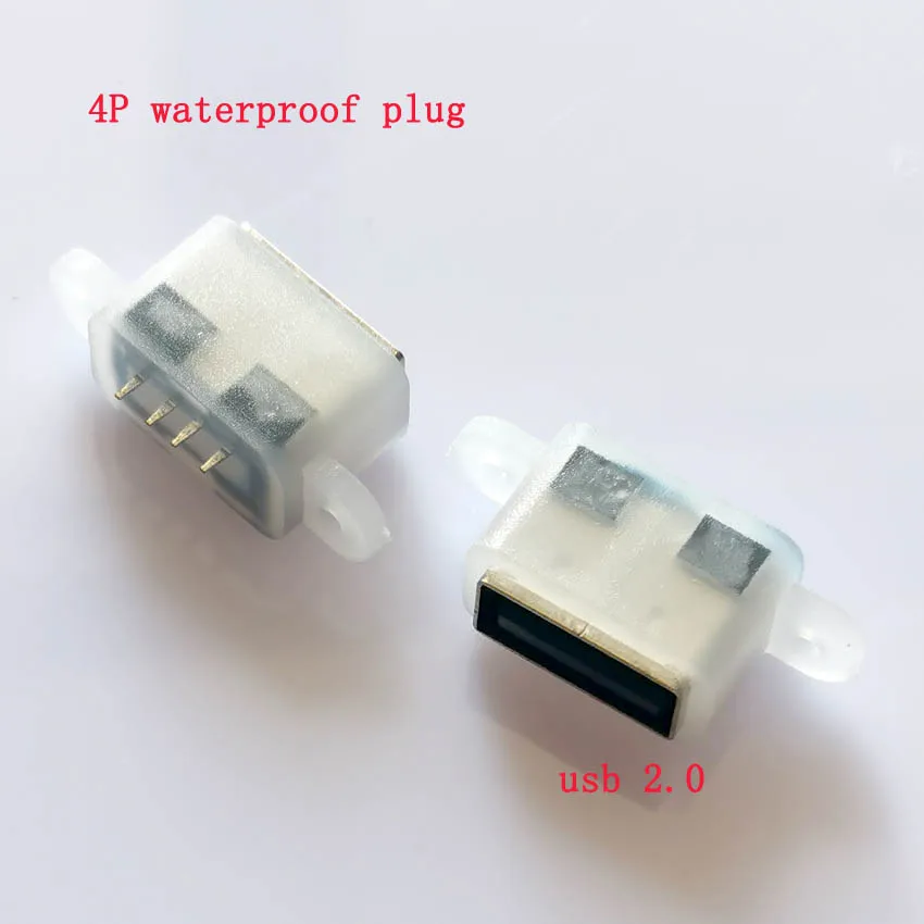 USB 2,0 base hembra impermeable 180 grados vertical 4P enchufe hembra impermeable tipo a enchufe recto 11,5mm pegamento blanco - imagen 5