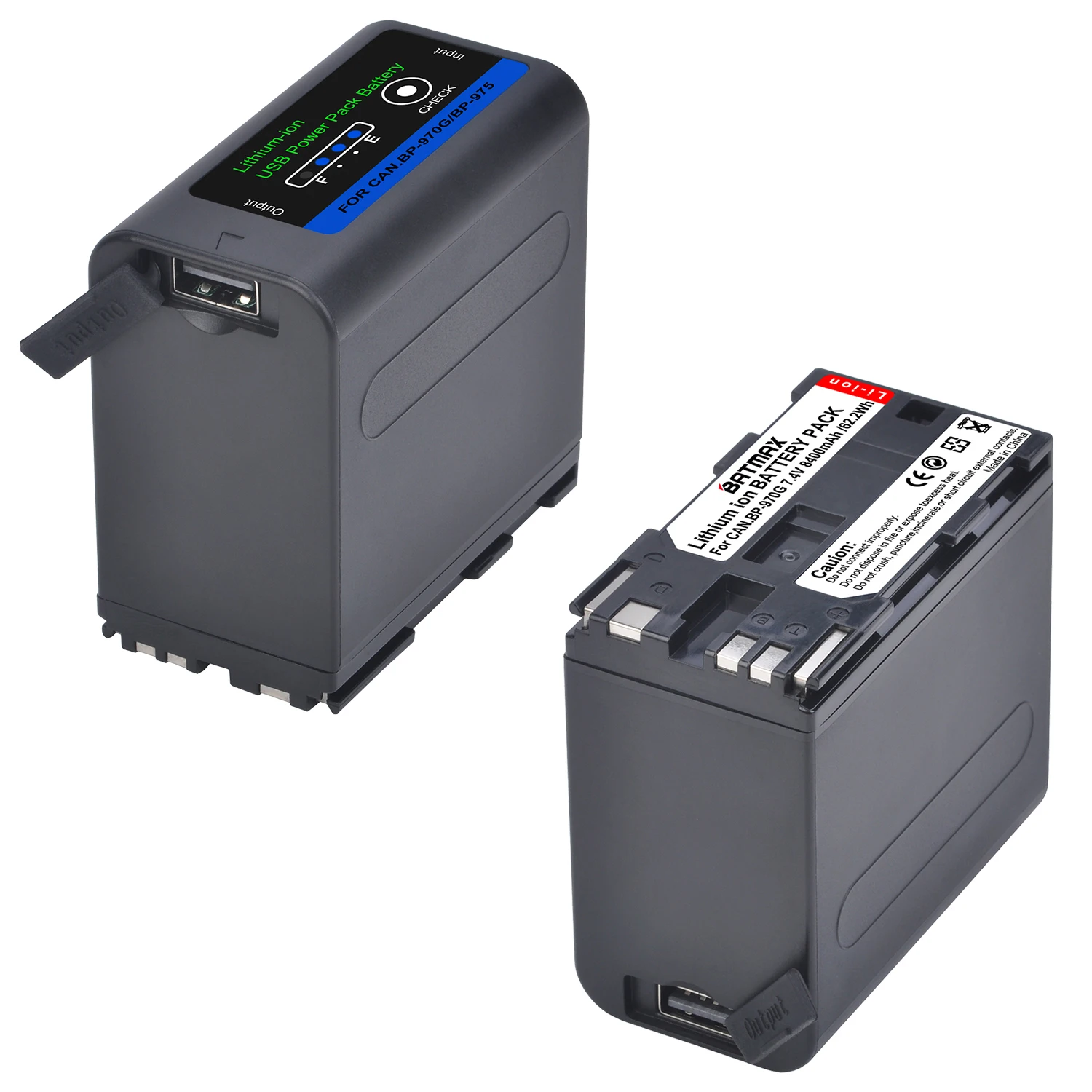 Batmax-Batería de BP-970G con entrada/salida USB, batería de BP-975 de 8400mAh para Canon EOS C100,GZ-HD30AC,HD40AC,HD3AC,XF100,GZ-MS100AC - imagen 4