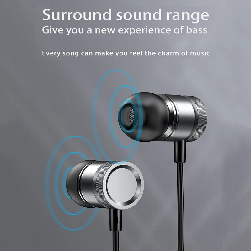 VAORLO-auriculares Hifi con cable de Metal para graves pesados, cascos intrauditivos estéreo de 3,5mm con Subwoofer para música y micrófono, deportivos para videojuegos - imagen 3