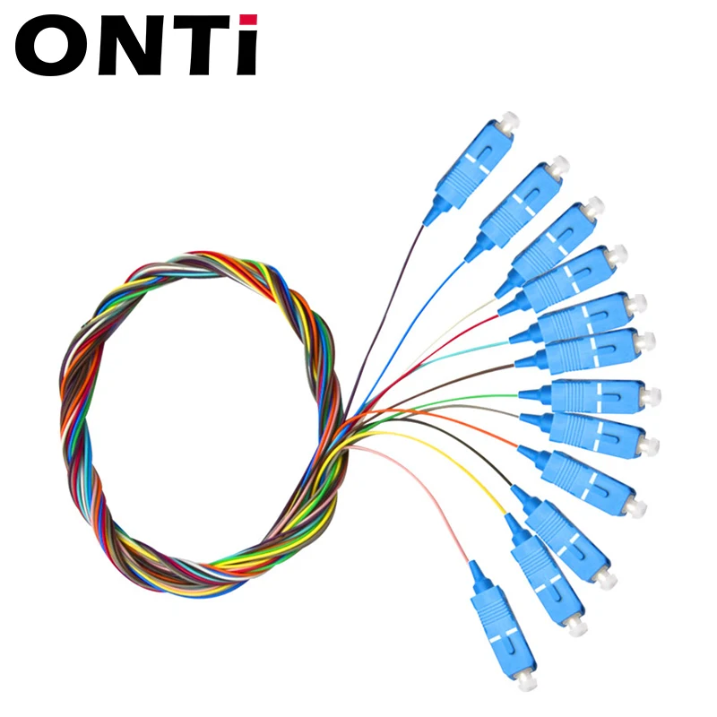 ONTi-Cable de conexión de fibra óptica, coleta, LC, UPC, coleta, SM(9/125), 1m de fanout, 12 colores, SC APC, UPC, simplex - imagen 3