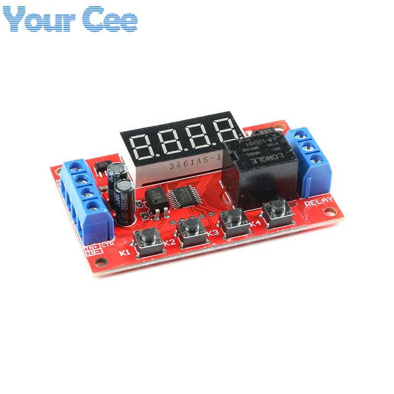 Relé de sincronización Digital, temporizador, interruptor de gatillo de retardo DC 5V 12V 24V 10A, interruptor de Control de temporizador LED, módulo de relé de retardo de tiempo ajustable - imagen 4