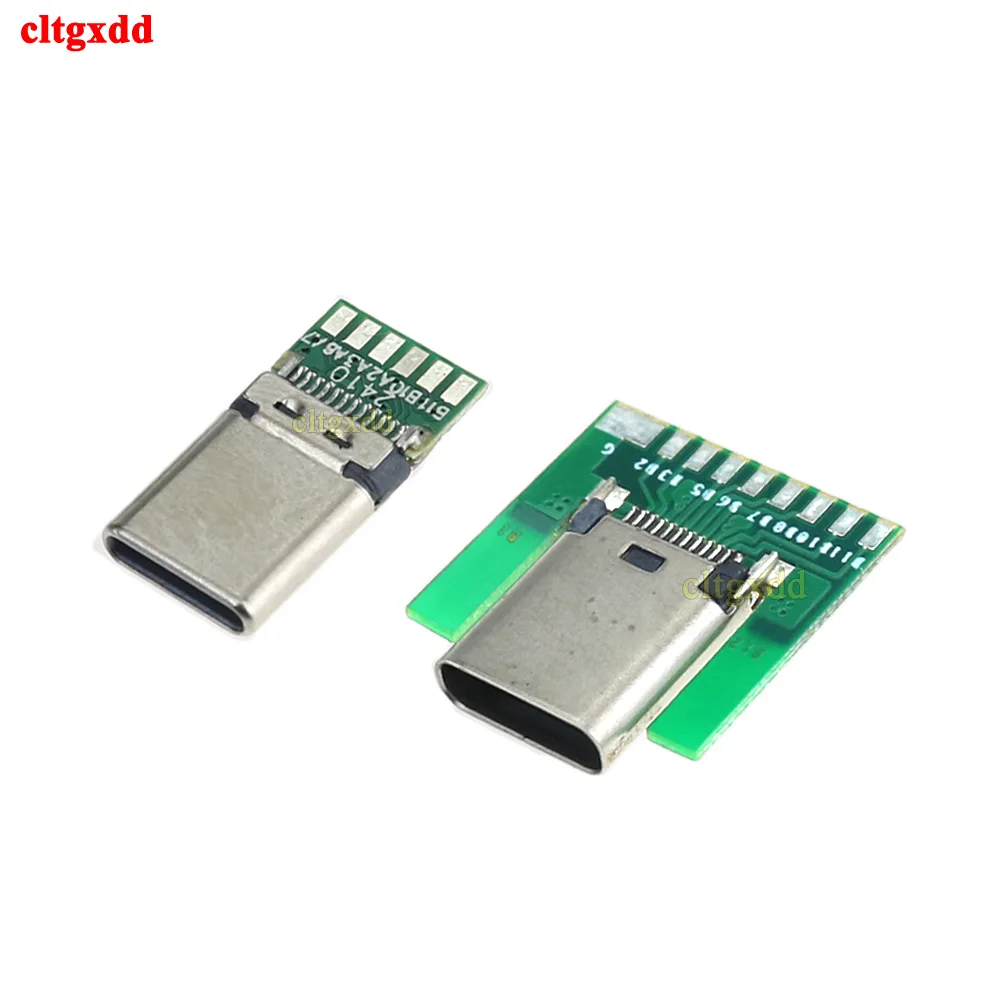 Cltgxdd 1 pieza USB 3,1 tipo C, enchufe macho hembra, Conector de 24 pines con placa PCB, módulo de prueba tipo SMT