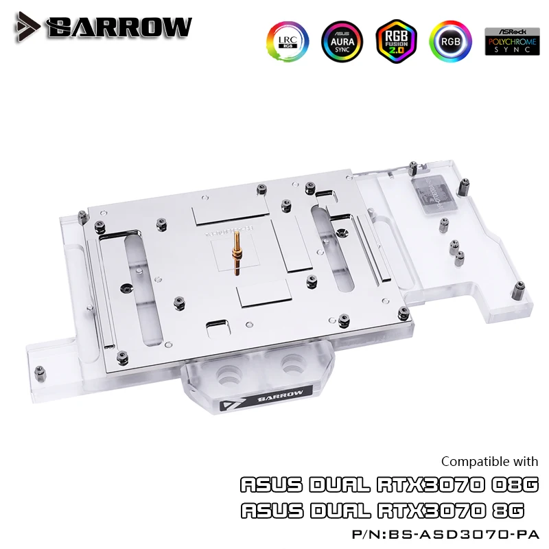 Barrow LRC2.0-bloque de agua GPU de cobertura completa, Enfriador de 5V ARGB GPU, para ASUS DUAL 3070 Aurora, BS-ASD3070-PA - imagen 5