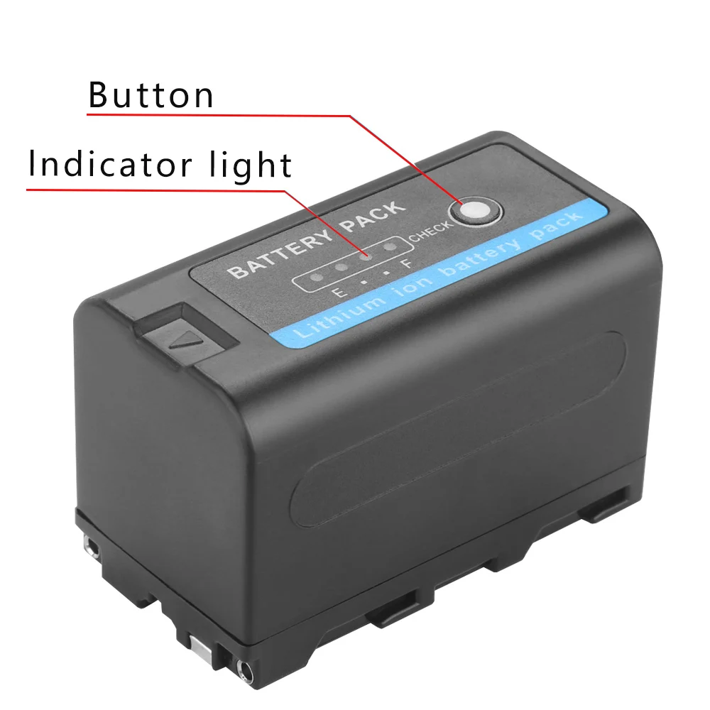 Batería de 5200mAh con indicador LED NP F750 NP F770 NP-F750 + cargador USB LED para Sony NP F970 F960 F550 F570 QM91D CCD-RV100 - imagen 3