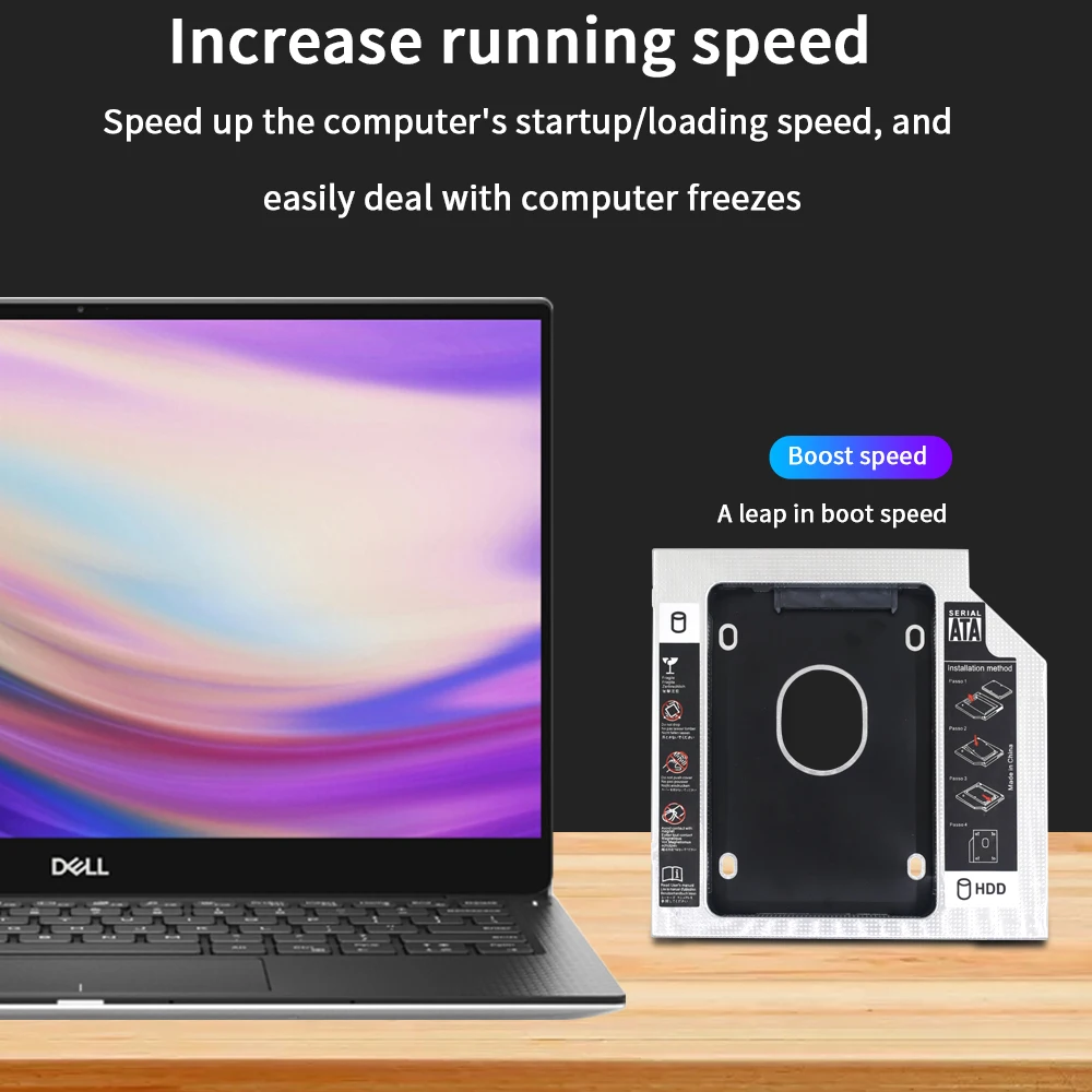 TISHRIC aluminio 2nd HDD Caddy 9,5mm 12,7mm SATA 3,0 Optibay caja de unidad de disco duro caja adaptadora de DVD 2,5 SSD para ordenador portátil - imagen 5