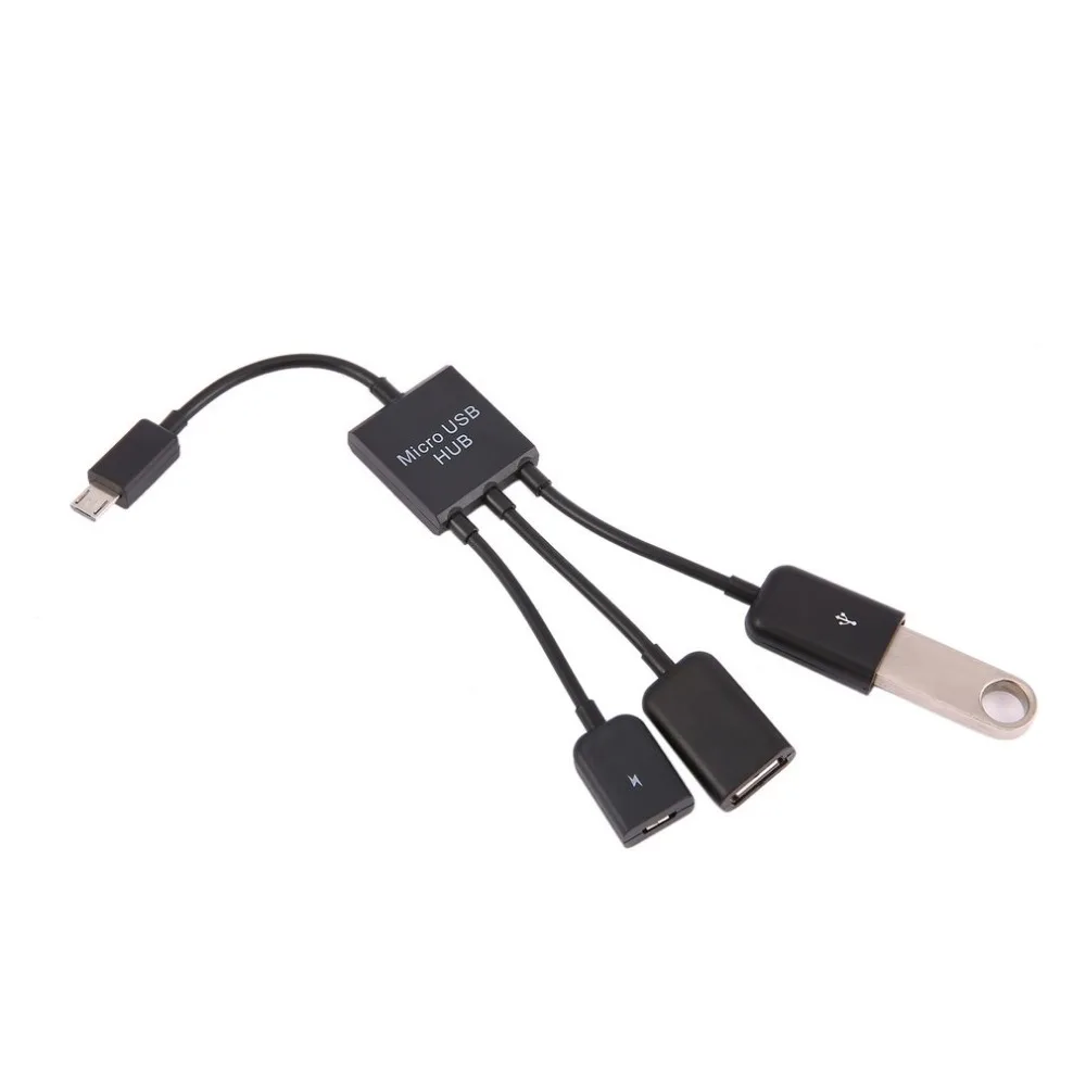 El más nuevo 3 en 1 Micro USB tipo C HUB macho a hembra doble USB 2,0 Cable adaptador OTG para teléfono inteligente ordenador tableta 3 puertos - imagen 4
