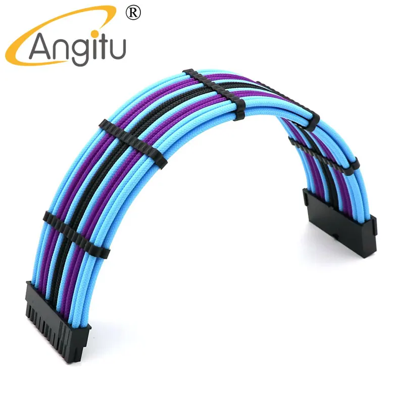 Angitu-Cable de extensión de placa base curvo ATX, 24 Pines, curva, 24P, MB, Cable macho a hembra, peines de Cable gratis