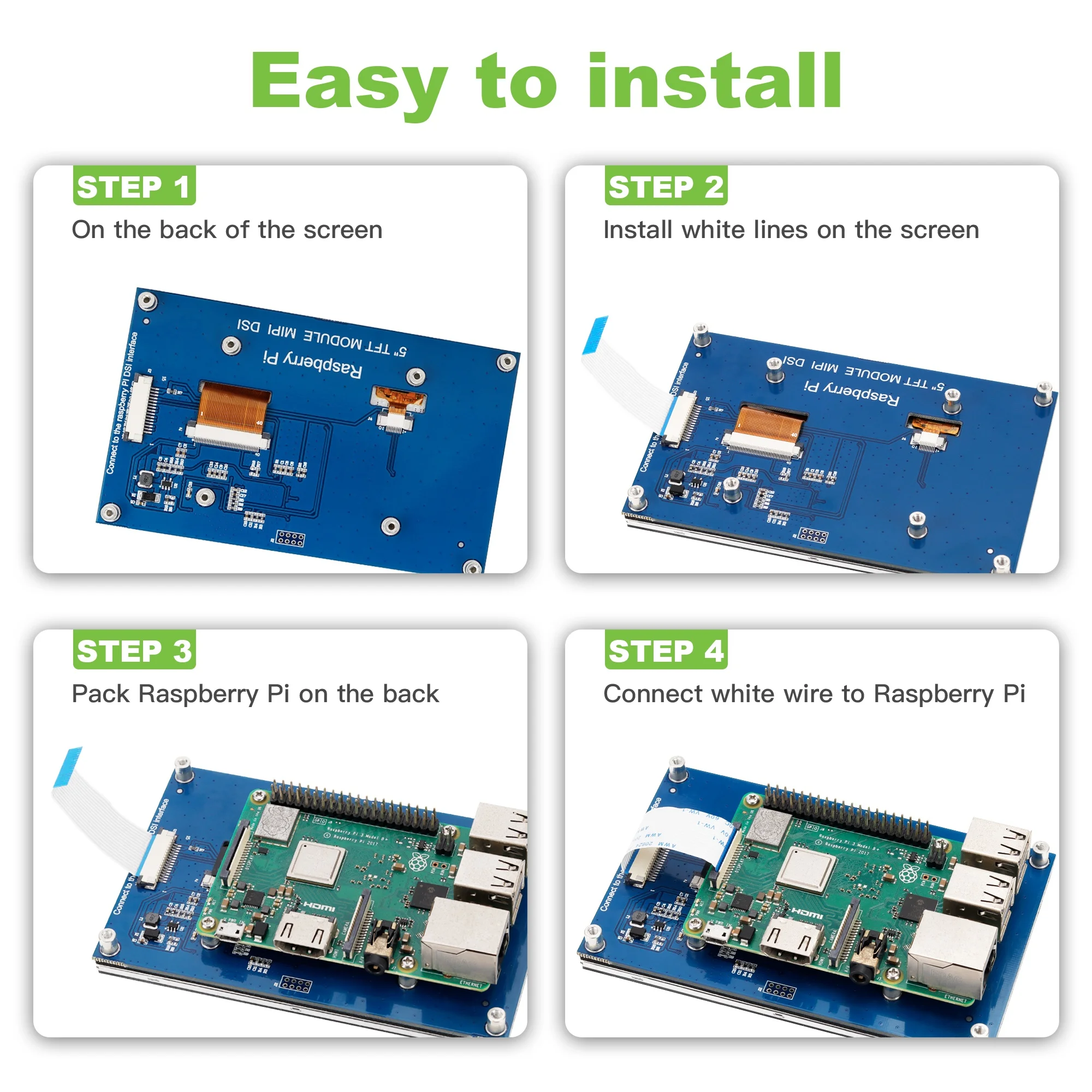 LESOWN-pantalla táctil capacitiva 800x480 IPS, 5 y 7 pulgadas, mini pantalla ancha, DSI, módulo LCD, pantalla secundaria, CPU, monitoreo de temperatura - imagen 4
