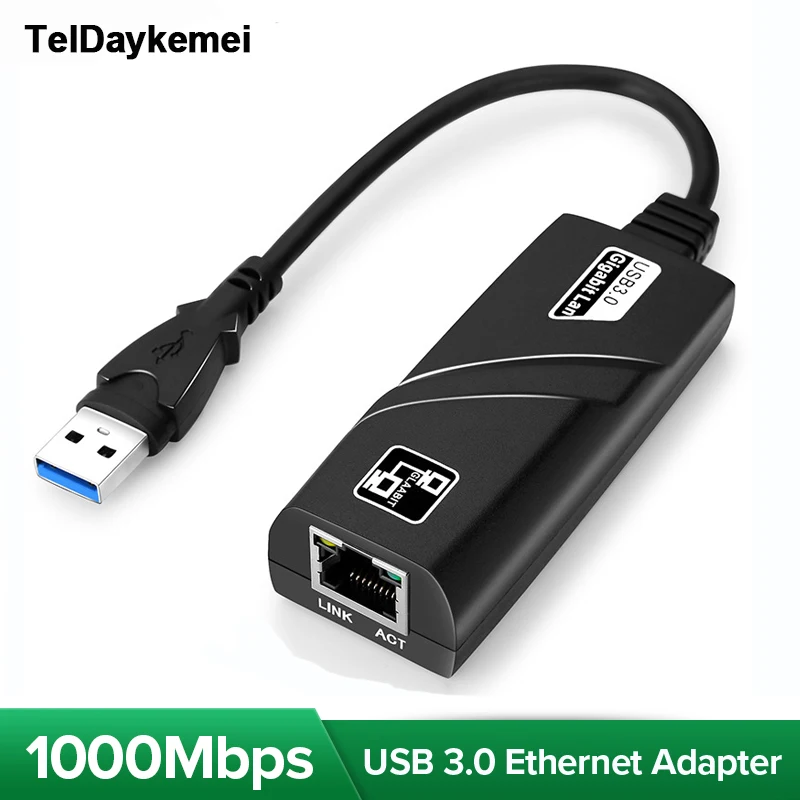 Adaptador USB 3,0 con cable USB TypeC a Rj45 Lan Ethernet, tarjeta de red RTL8153 para PC, Macbook, Windows y portátil, 10/100/1000Mbps