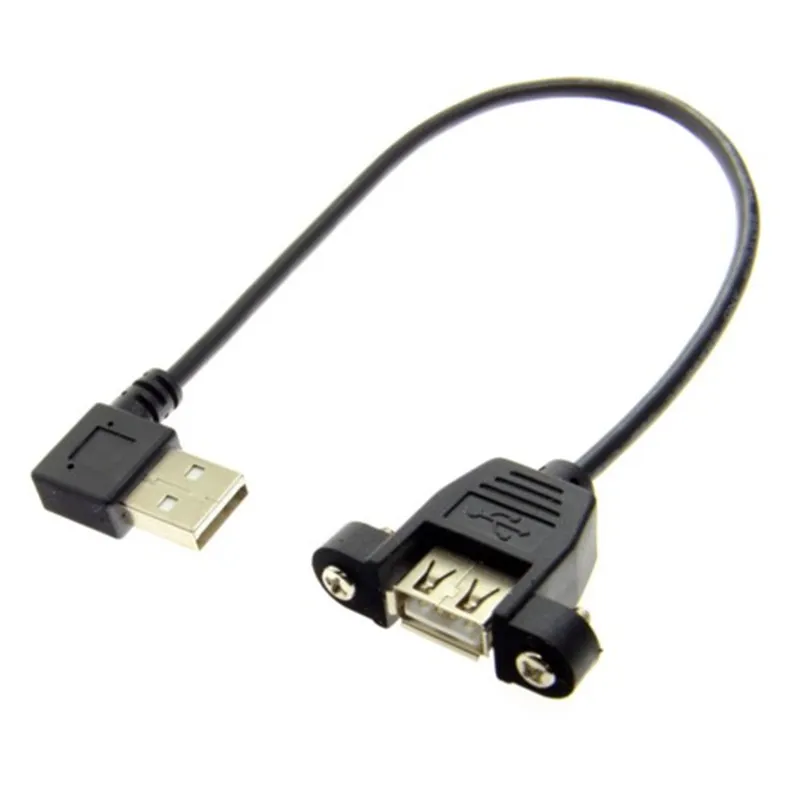 Cable de extensión de conector macho A hembra USB 2,0 A en ángulo recto de 90 grados con orificio de montaje en Panel 30cm 50cm - imagen 3
