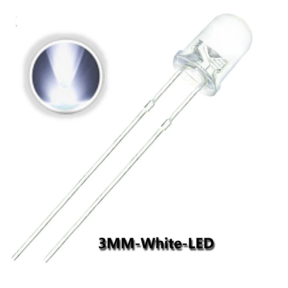 100 unids/lote F3 3MM redondo verde/amarillo/azul/blanco/rojo/blanco cálido/naranja/púrpura/rosa/amarillo verde Kit de diodos de luz LED - imagen 3