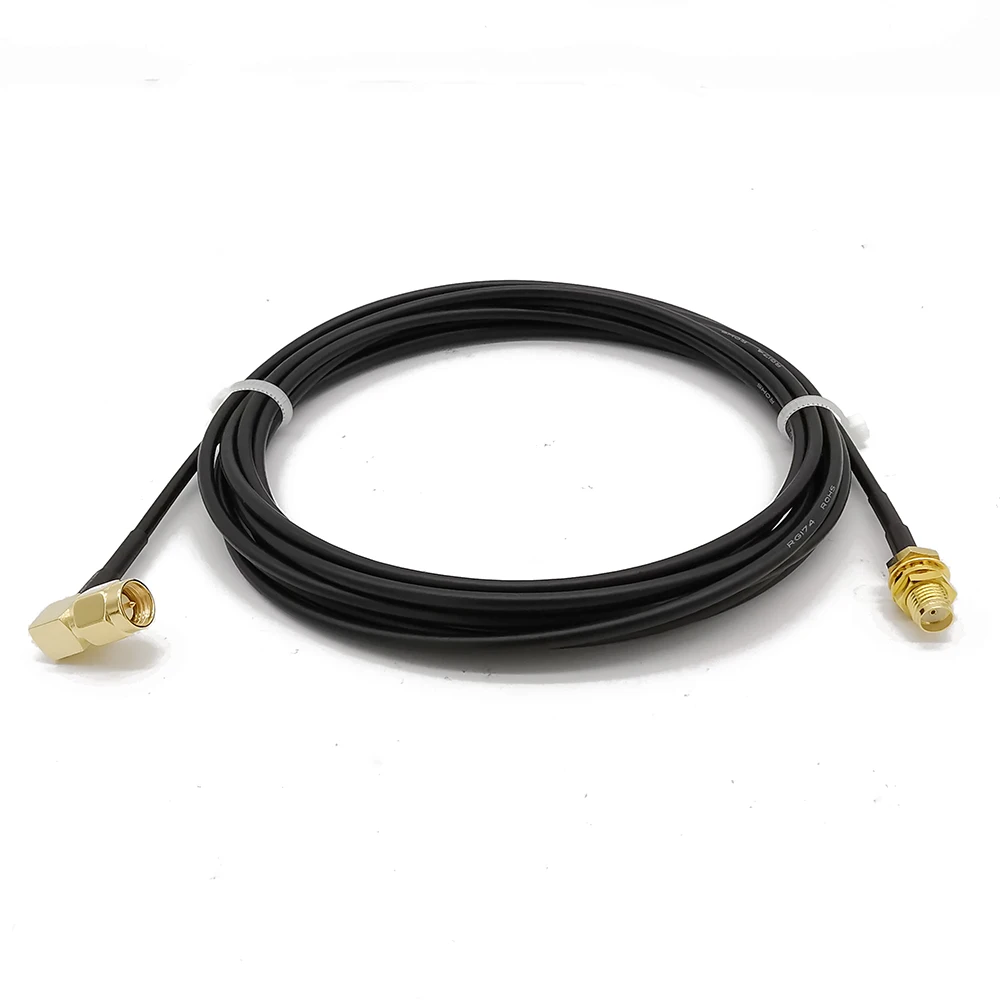 Adaptador de conector RF SMA macho a SMA hembra de ángulo recto, Cable de extensión, antena WiFi SMA a SMA de 3-15 metros