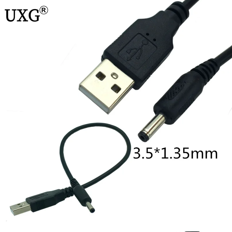 Enchufe de alimentación de CC, convertidor USB a 3,5x1,35mm/CC 3,5x1,35mm, conector en forma de L negro con Cable, Cable corto de 25cm, 1m, 3 pies